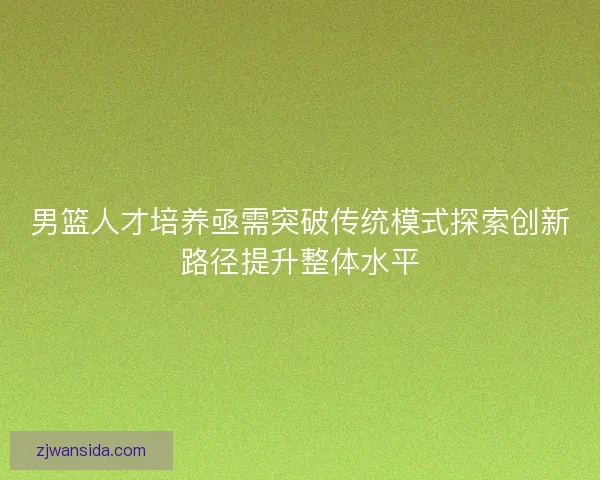 男篮人才培养亟需突破传统模式探索创新路径提升整体水平