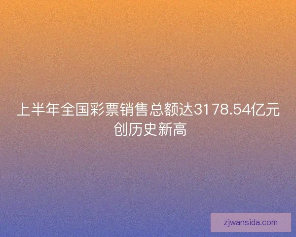 上半年全国彩票销售总额达3178.54亿元 创历史新高